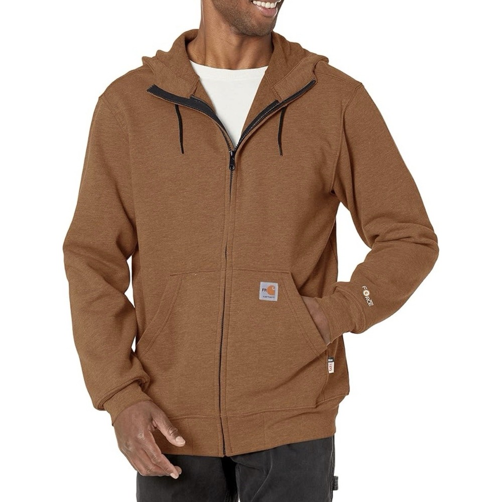 Carhartt FR Flame Resistant Zip Hoodie Brown CAT 3‎ NFPA 70E Mens Size M Tall